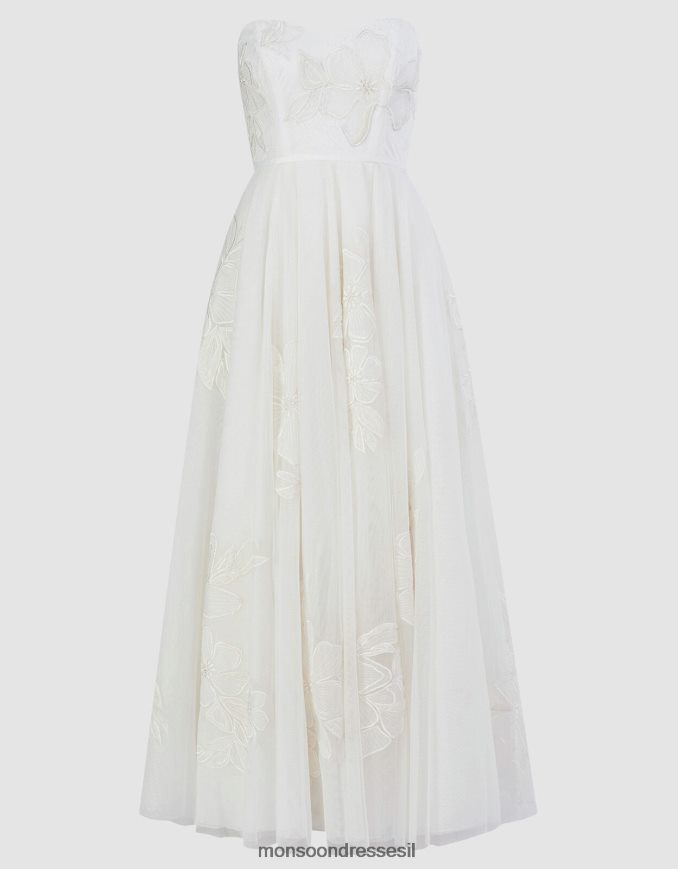 הַלבָּשָׁה Monsoon שמלת מקסי לבנדו רקומה של דונה שֶׁנהָב נשים HTJ0TZ413