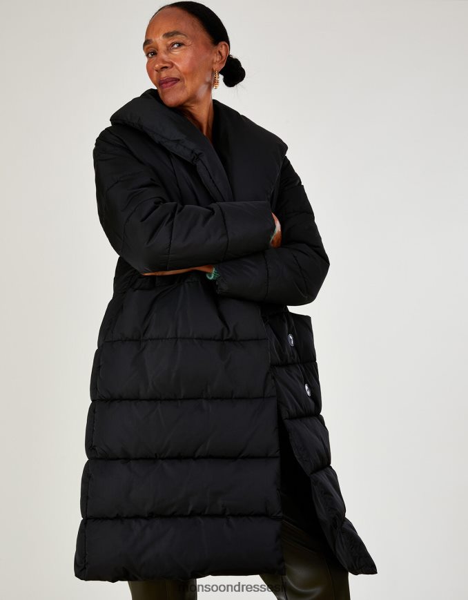 הַלבָּשָׁה Monsoon מעיל מרופד סטפי סטיץ' בפוליאסטר ממוחזר שָׁחוֹר נשים HTJ0TZ417