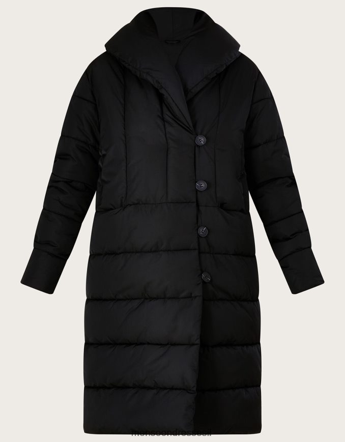 הַלבָּשָׁה Monsoon מעיל מרופד סטפי סטיץ' בפוליאסטר ממוחזר שָׁחוֹר נשים HTJ0TZ417