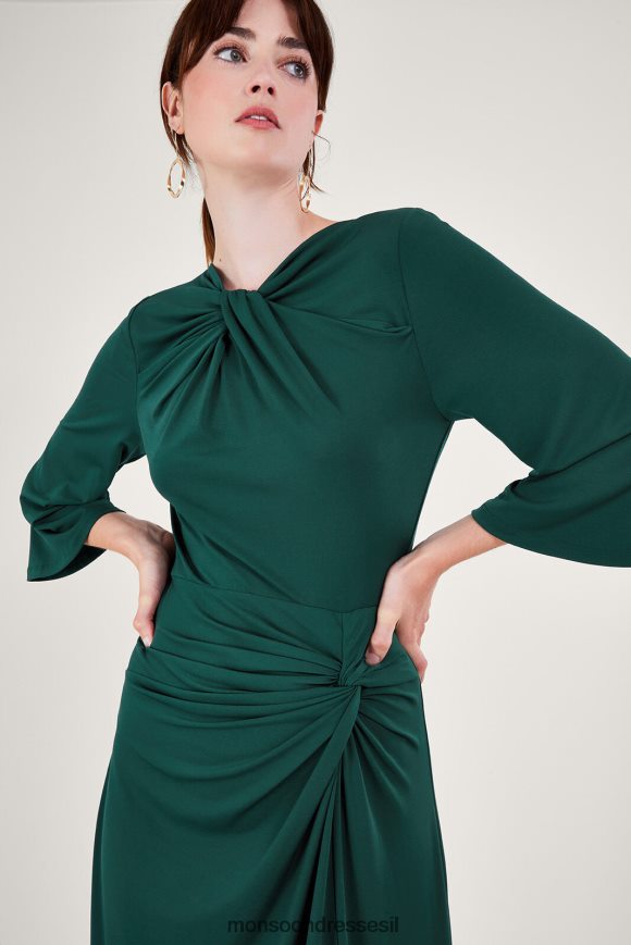 הַלבָּשָׁה Monsoon שמלת ג'רסי מרופדת ירוק נשים HTJ0TZ41