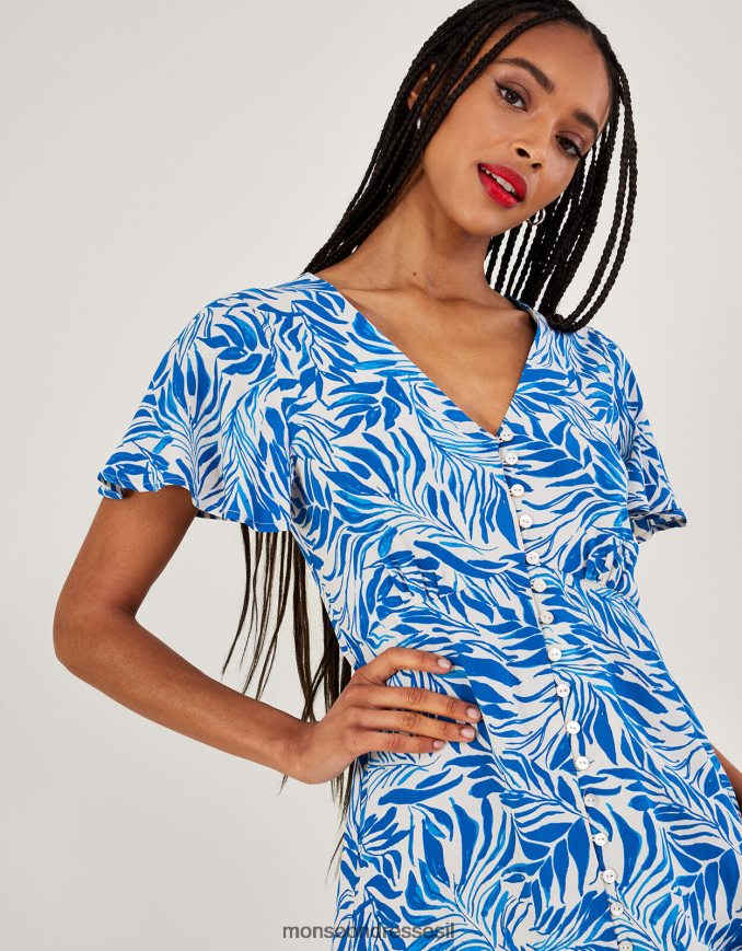 הַלבָּשָׁה Monsoon שמלת תה בהדפס עלי פלורנס בוויסקוזה בר-קיימא כְּחוֹל נשים HTJ0TZ424