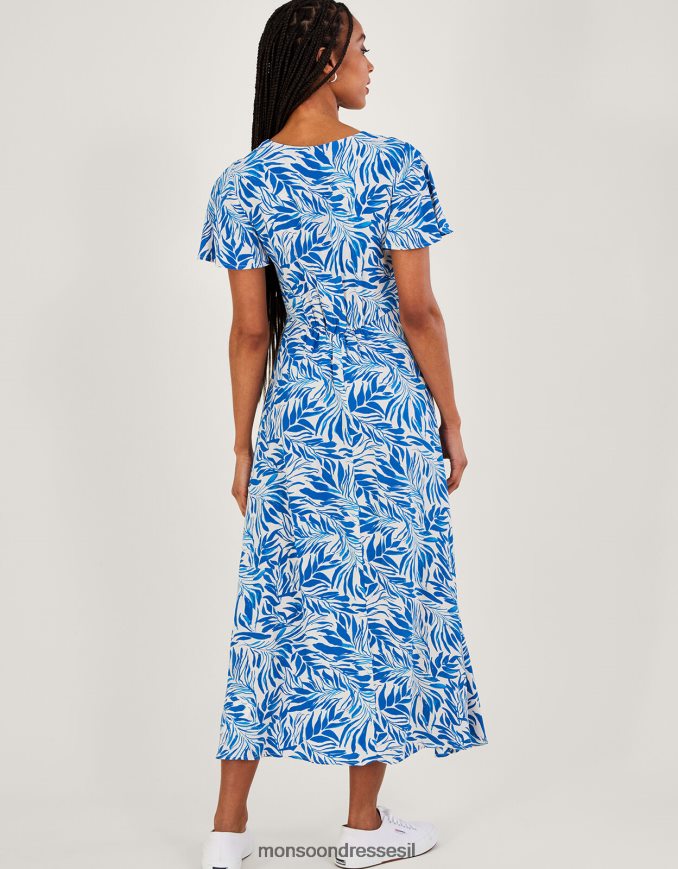 הַלבָּשָׁה Monsoon שמלת תה בהדפס עלי פלורנס בוויסקוזה בר-קיימא כְּחוֹל נשים HTJ0TZ424