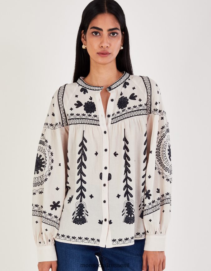 הַלבָּשָׁה Monsoon חולצה פרחונית שֶׁנהָב נשים HTJ0TZ43