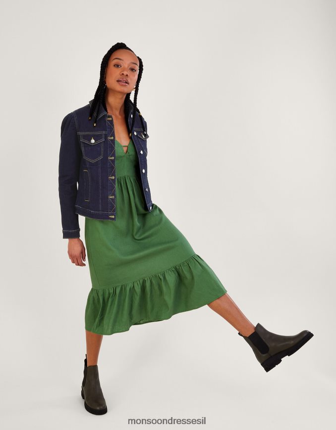 הַלבָּשָׁה Monsoon מעיל ג'ינס עם שרוולים נפוחים של דורה עם כותנה בת קיימא כחול (אינדיגו) נשים HTJ0TZ433