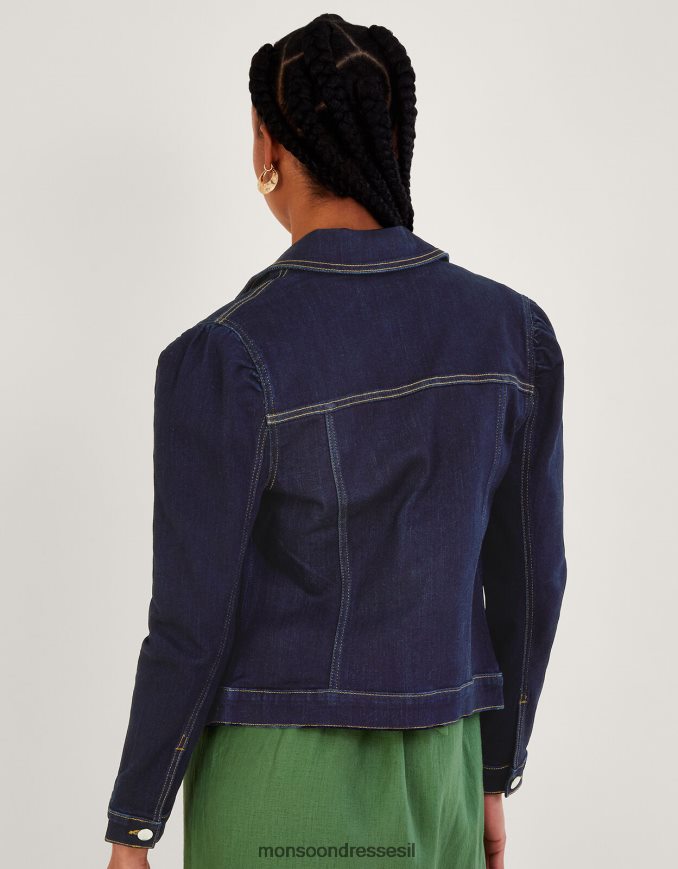 הַלבָּשָׁה Monsoon מעיל ג'ינס עם שרוולים נפוחים של דורה עם כותנה בת קיימא כחול (אינדיגו) נשים HTJ0TZ433