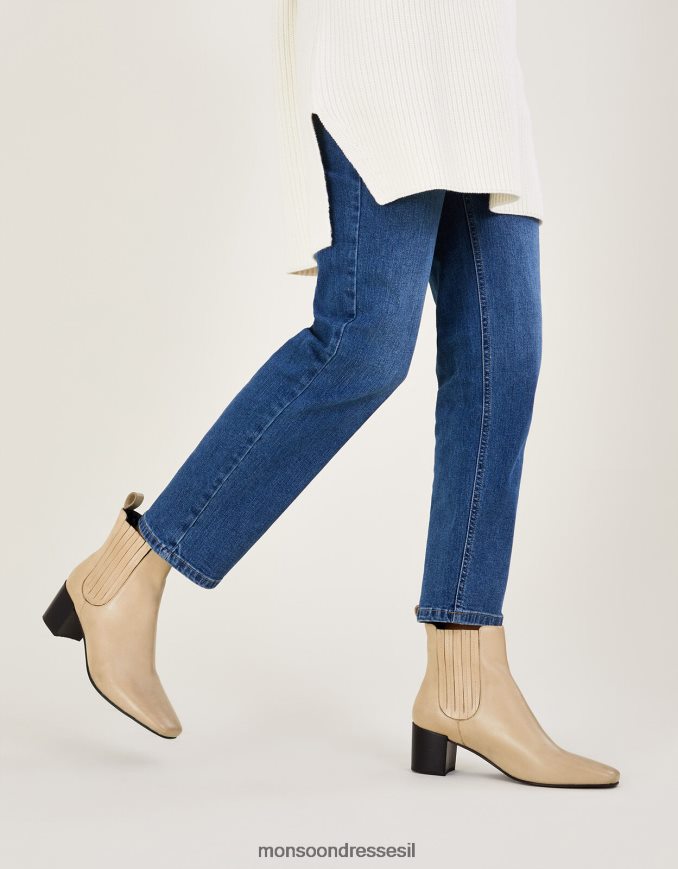 הַנעָלָה Monsoon מגפי צ'לסי מעור מרובע לבן נשים HTJ0TZ434