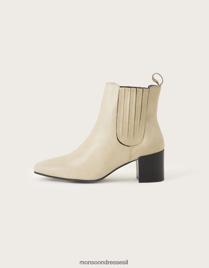 הַנעָלָה Monsoon מגפי צ'לסי מעור מרובע לבן נשים HTJ0TZ434