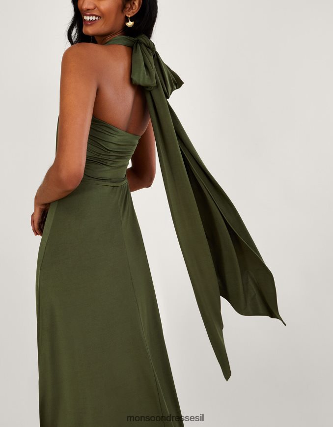 הַלבָּשָׁה Monsoon תסובב אותי לקשור לי שמלת מקסי ירוק (זית) נשים HTJ0TZ437