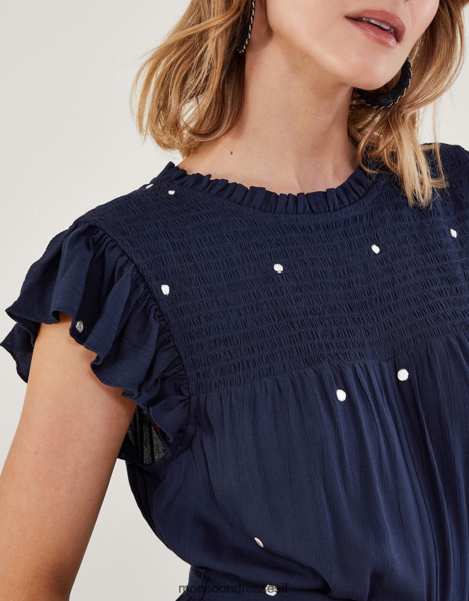 הַלבָּשָׁה Monsoon סרבל ספוט רקום כחול (צי) נשים HTJ0TZ439