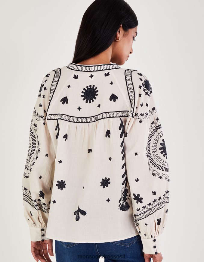 הַלבָּשָׁה Monsoon חולצה פרחונית שֶׁנהָב נשים HTJ0TZ43