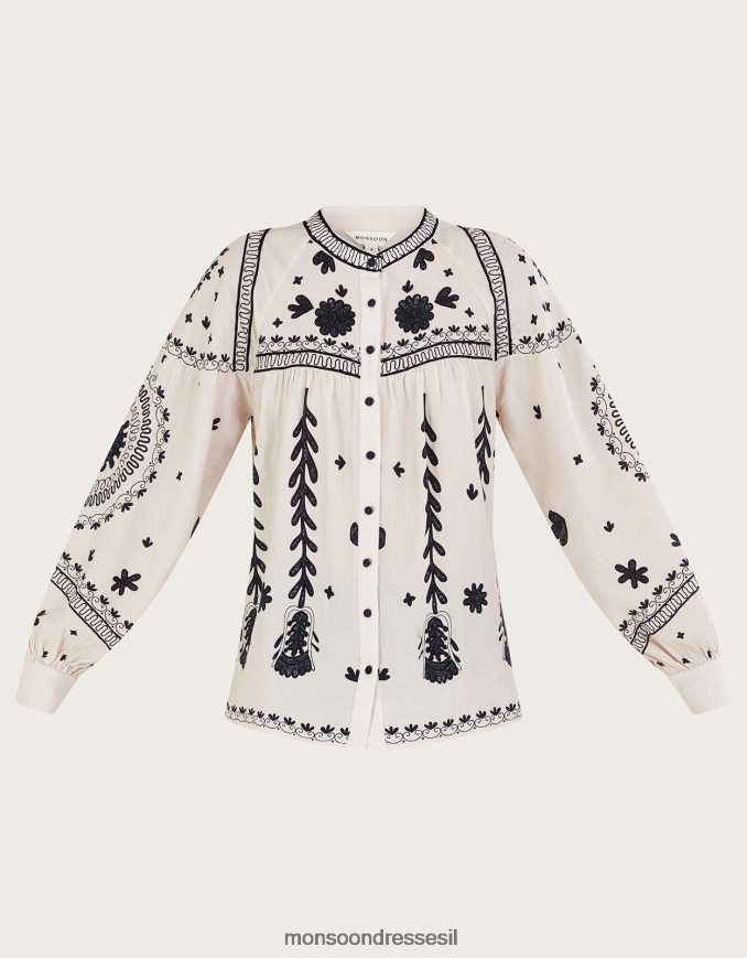 הַלבָּשָׁה Monsoon חולצה פרחונית שֶׁנהָב נשים HTJ0TZ43