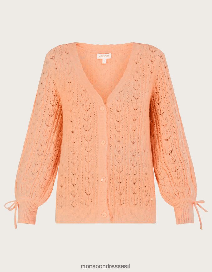 הַלבָּשָׁה Monsoon קרדיגן פוינטל רך במיוחד עם פוליאסטר ממוחזר תפוז (אפרסק) נשים HTJ0TZ441