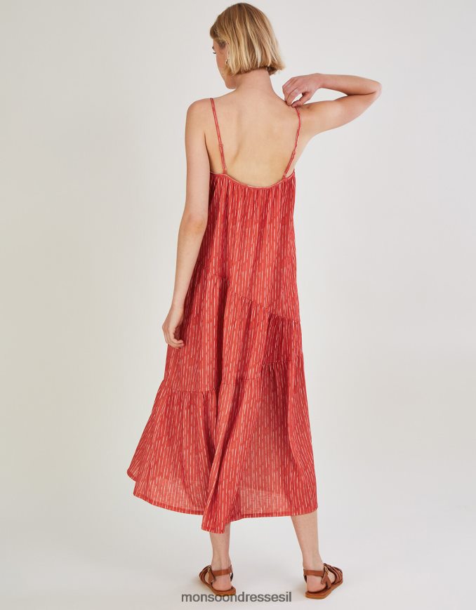 הַלבָּשָׁה Monsoon שמלת ג'רסי מקסי פסים תפוז נשים HTJ0TZ449