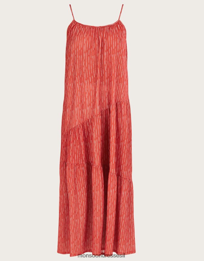 הַלבָּשָׁה Monsoon שמלת ג'רסי מקסי פסים תפוז נשים HTJ0TZ449