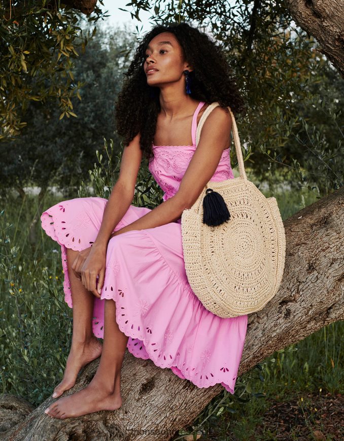 הַלבָּשָׁה Monsoon שמלת צירילה מכותנה בת קיימא וָרוֹד נשים HTJ0TZ452