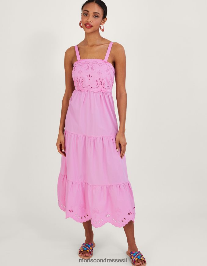 הַלבָּשָׁה Monsoon שמלת צירילה מכותנה בת קיימא וָרוֹד נשים HTJ0TZ452