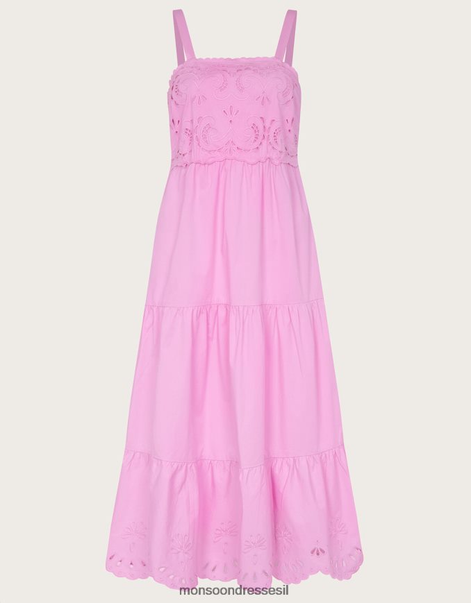 הַלבָּשָׁה Monsoon שמלת צירילה מכותנה בת קיימא וָרוֹד נשים HTJ0TZ452