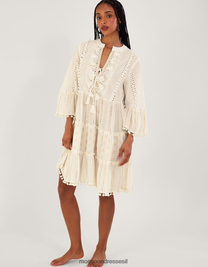 הַלבָּשָׁה Monsoon שמלת קפטן ציצית מתכתית שֶׁנהָב נשים HTJ0TZ453