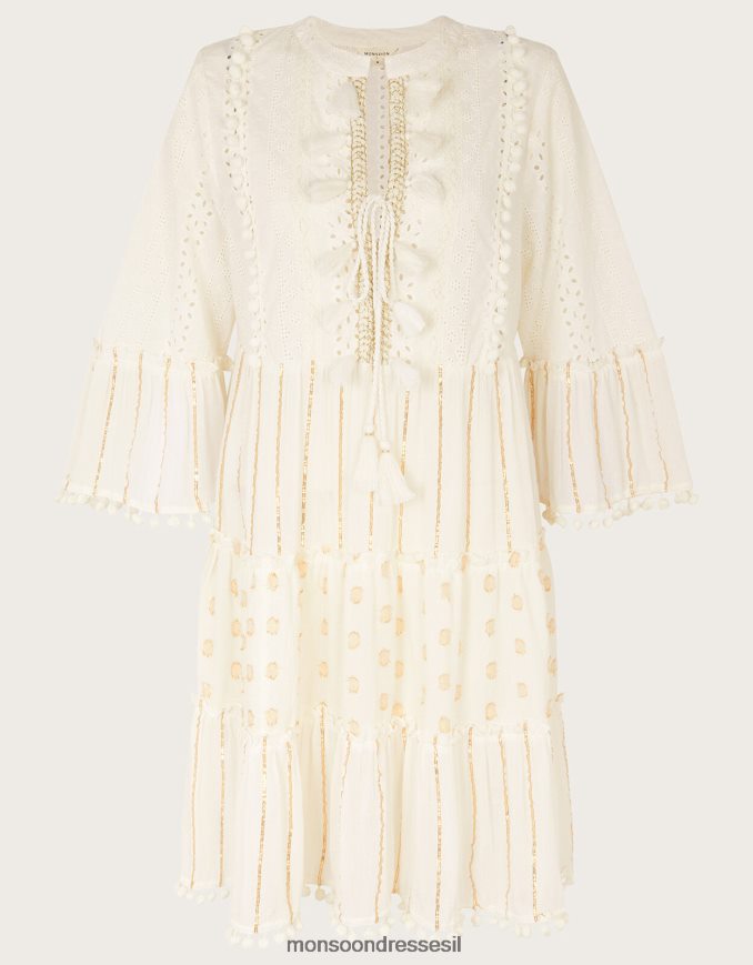 הַלבָּשָׁה Monsoon שמלת קפטן ציצית מתכתית שֶׁנהָב נשים HTJ0TZ453