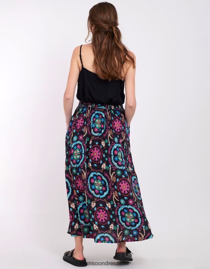 הַלבָּשָׁה Monsoon חצאית בהדפס מזרח פריטי שָׁחוֹר נשים HTJ0TZ457