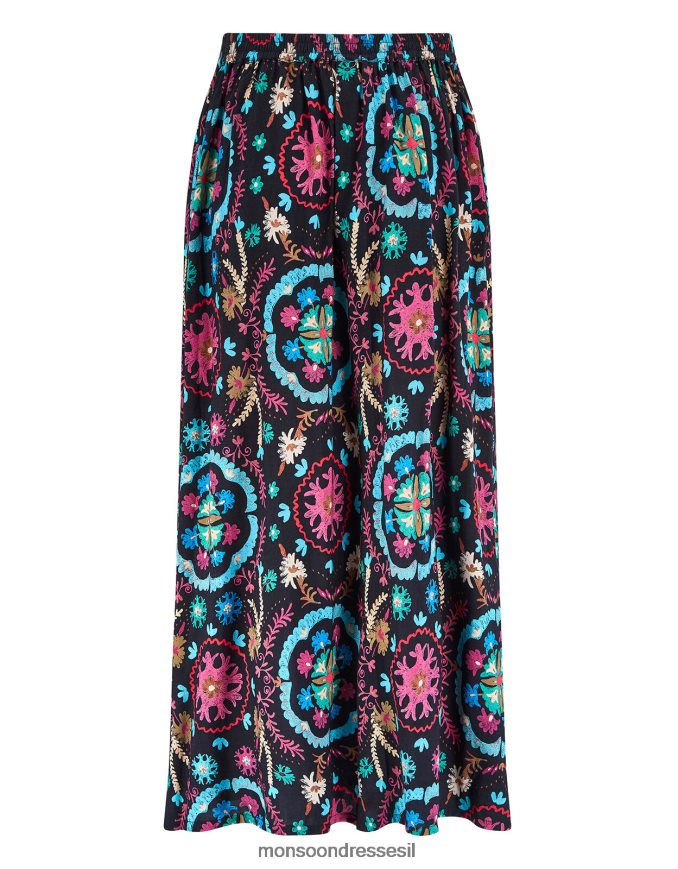 הַלבָּשָׁה Monsoon חצאית בהדפס מזרח פריטי שָׁחוֹר נשים HTJ0TZ457