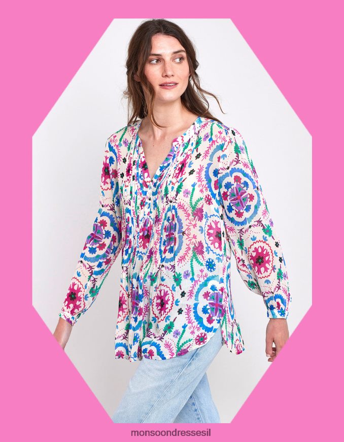 הַלבָּשָׁה Monsoon חולצת איסט פריטי פינטאק לבן נשים HTJ0TZ458