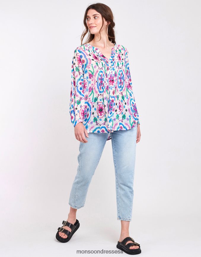 הַלבָּשָׁה Monsoon חולצת איסט פריטי פינטאק לבן נשים HTJ0TZ458