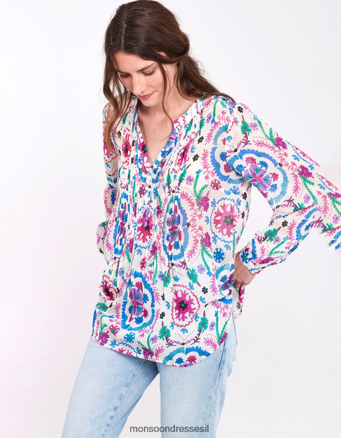 הַלבָּשָׁה Monsoon חולצת איסט פריטי פינטאק לבן נשים HTJ0TZ458