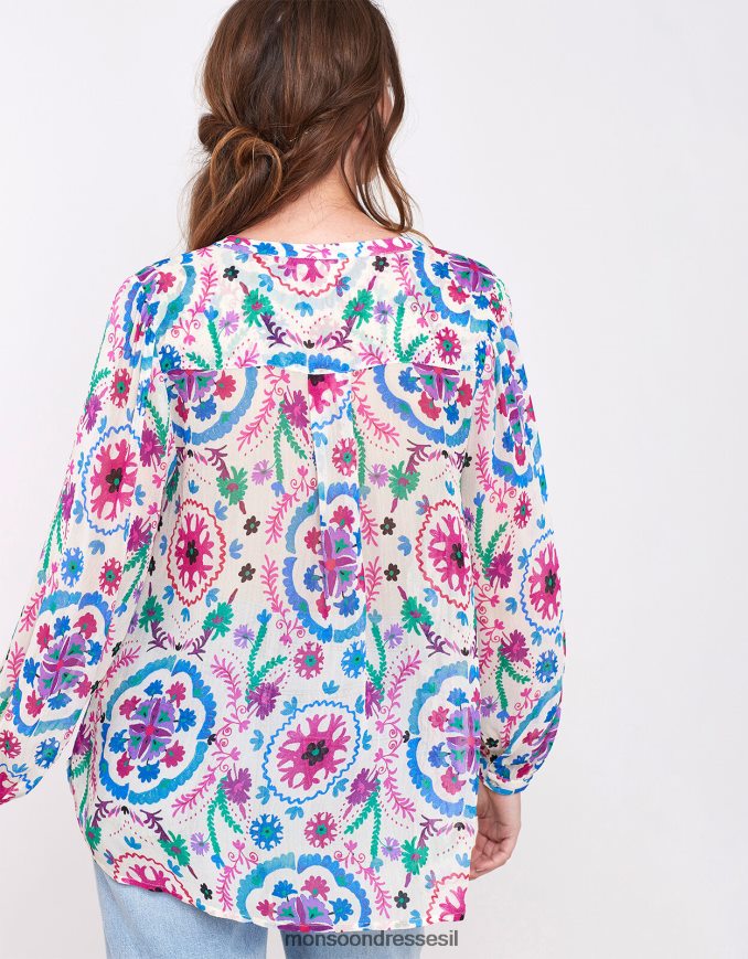 הַלבָּשָׁה Monsoon חולצת איסט פריטי פינטאק לבן נשים HTJ0TZ458