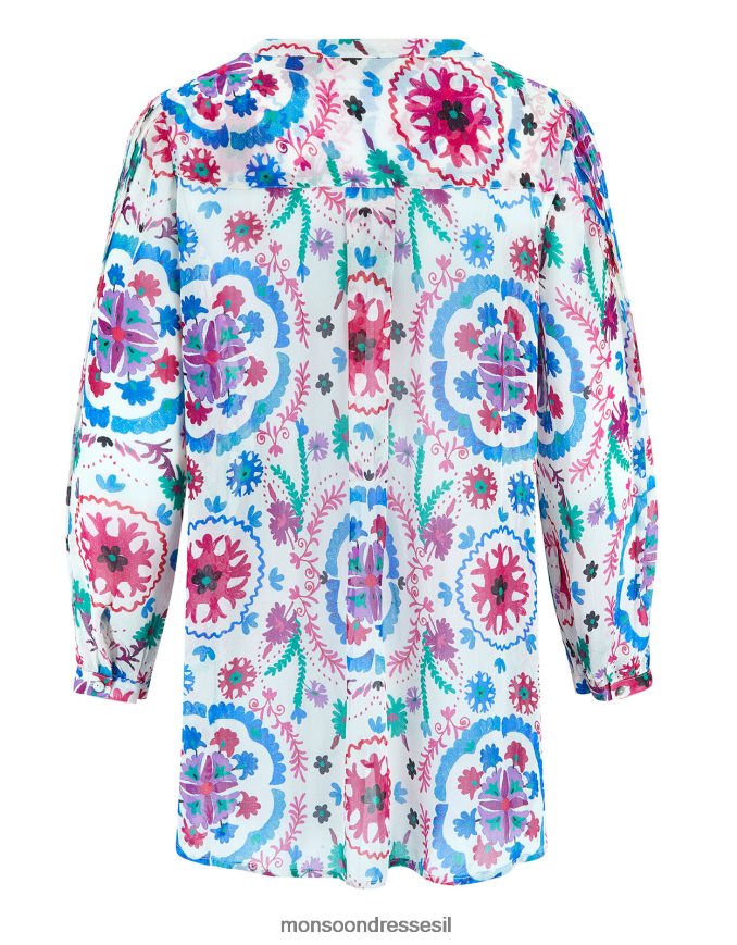 הַלבָּשָׁה Monsoon חולצת איסט פריטי פינטאק לבן נשים HTJ0TZ458