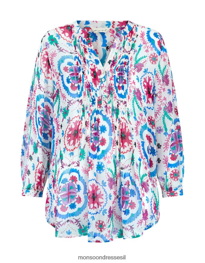 הַלבָּשָׁה Monsoon חולצת איסט פריטי פינטאק לבן נשים HTJ0TZ458