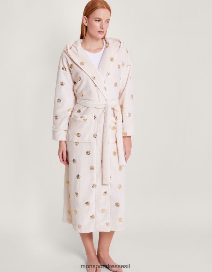 הַלבָּשָׁה Monsoon חלוק ברדס עם נייר כסף נקודתי שֶׁנהָב נשים HTJ0TZ462