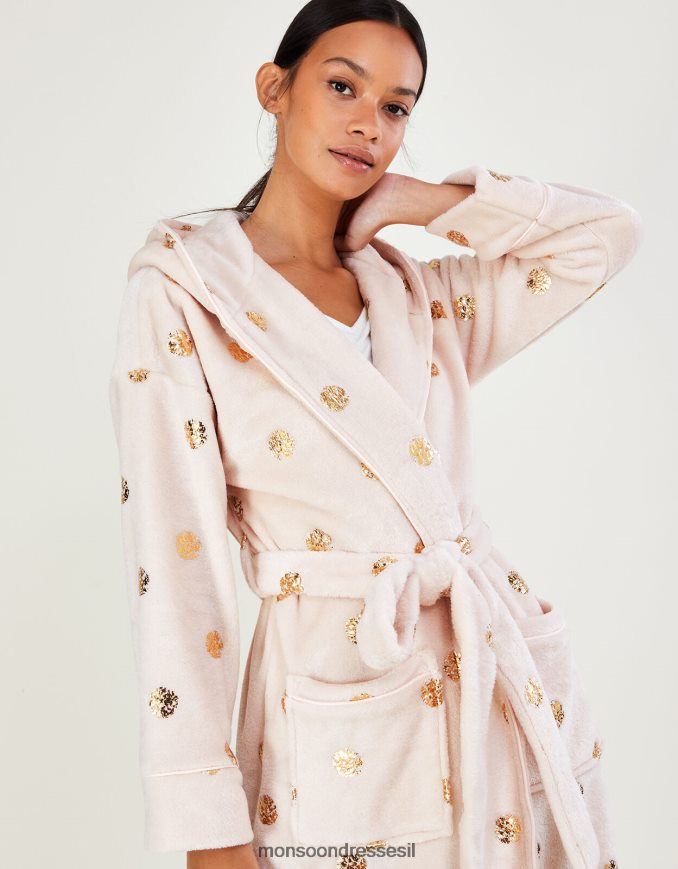 הַלבָּשָׁה Monsoon חלוק ברדס עם נייר כסף נקודתי שֶׁנהָב נשים HTJ0TZ462