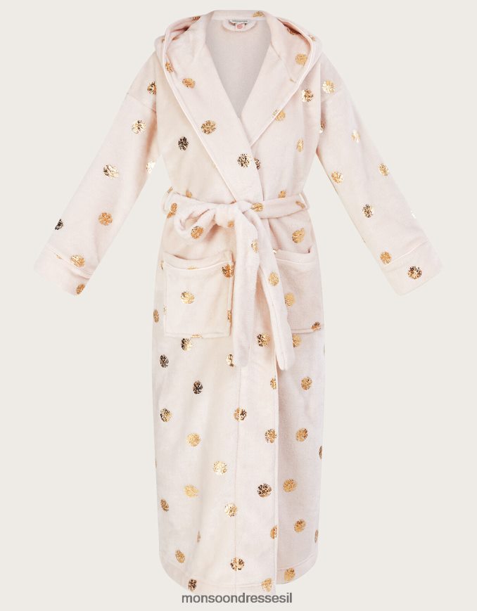 הַלבָּשָׁה Monsoon חלוק ברדס עם נייר כסף נקודתי שֶׁנהָב נשים HTJ0TZ462