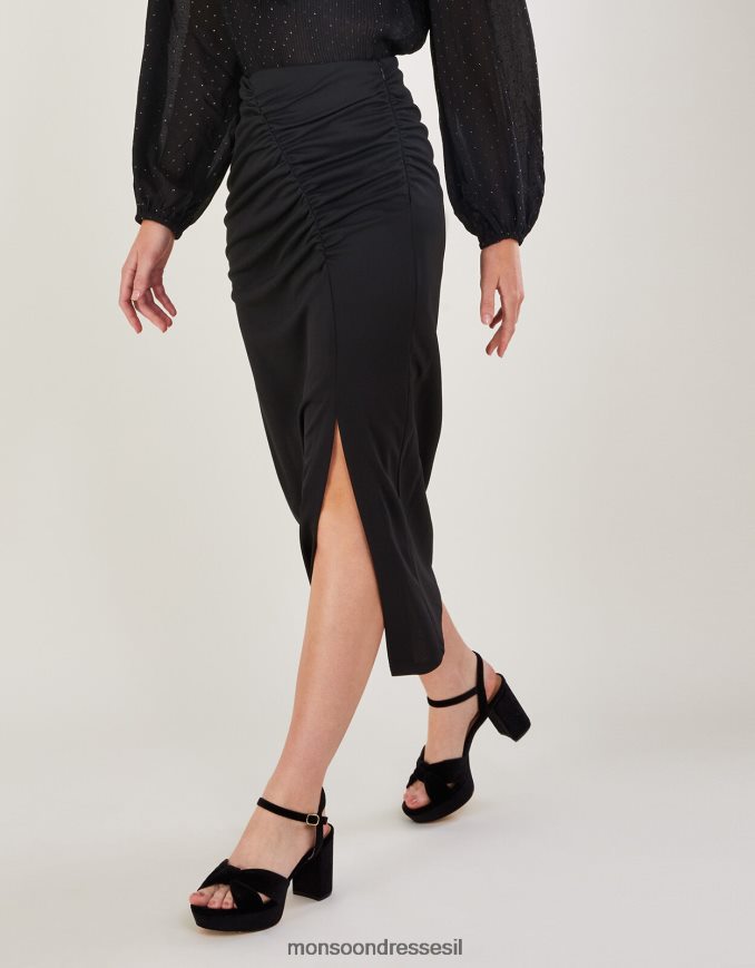 הַלבָּשָׁה Monsoon חצאית ג'רסי קרפ מרופדת שָׁחוֹר נשים HTJ0TZ463