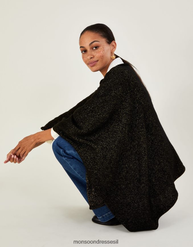 הַלבָּשָׁה Monsoon פונצ'ו מתכתי שָׁחוֹר נשים HTJ0TZ464