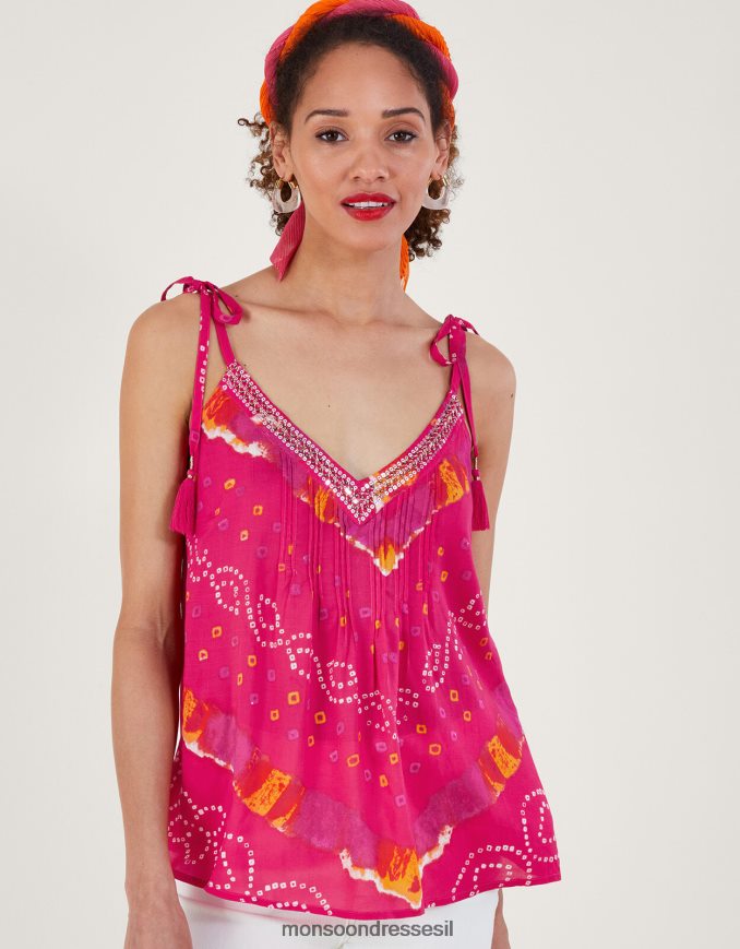 הַלבָּשָׁה Monsoon עליונית קאמי צבע בנדהאני וָרוֹד נשים HTJ0TZ465