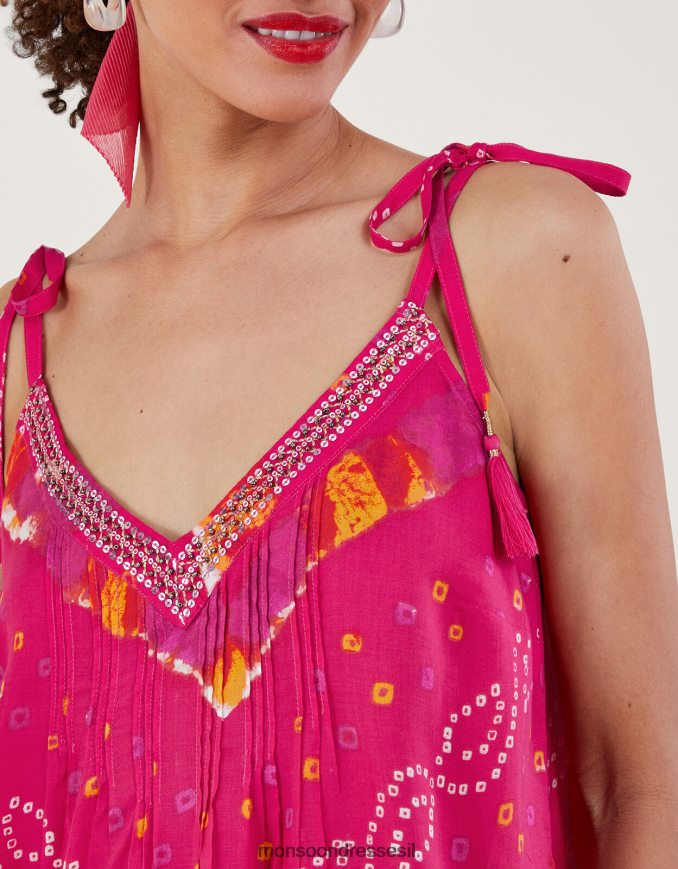 הַלבָּשָׁה Monsoon עליונית קאמי צבע בנדהאני וָרוֹד נשים HTJ0TZ465