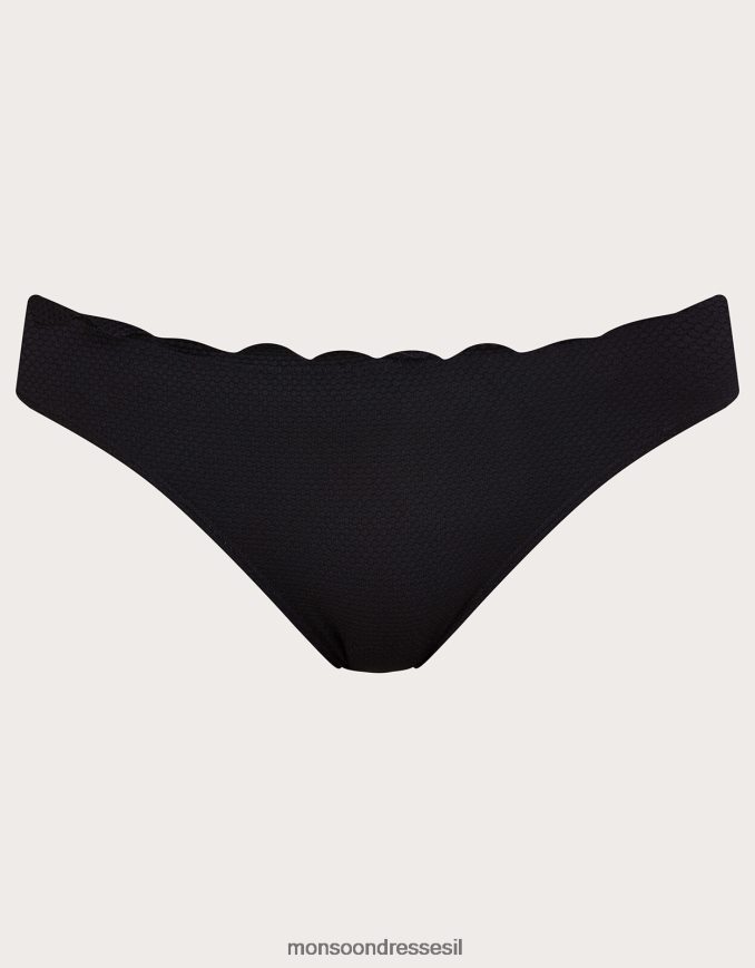 הַלבָּשָׁה Monsoon תחתוני ביקיני חלקים בקצה סקאלופ עם פוליאסטר ממוחזר שָׁחוֹר נשים HTJ0TZ468