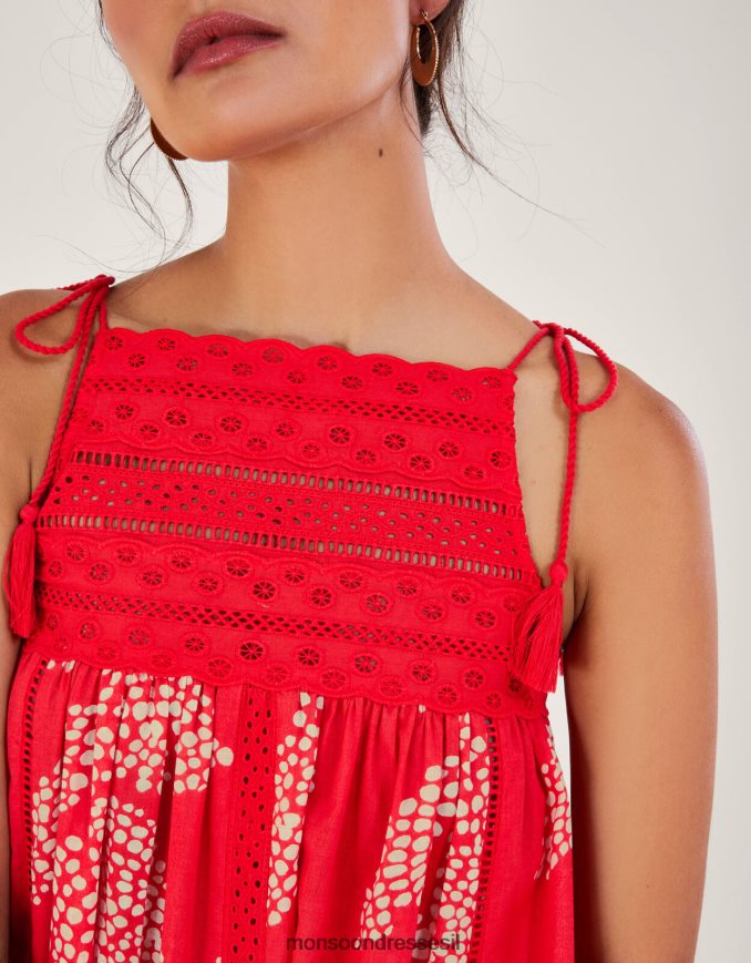 הַלבָּשָׁה Monsoon טופ קמי עם צווארון גבוה מאהי אָדוֹם נשים HTJ0TZ46