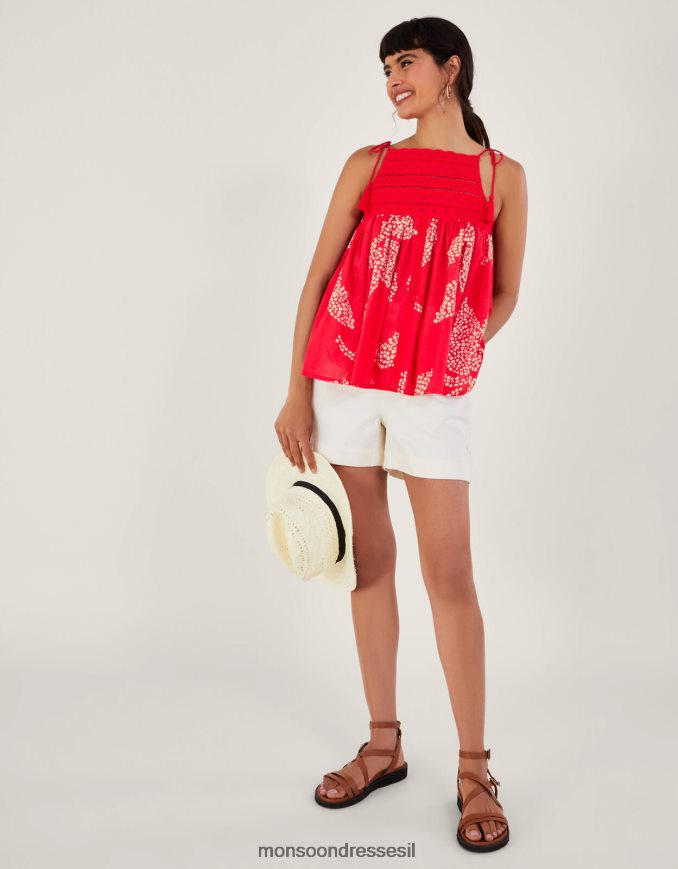 הַלבָּשָׁה Monsoon טופ קמי עם צווארון גבוה מאהי אָדוֹם נשים HTJ0TZ46