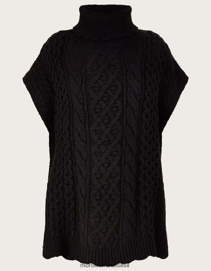 הַלבָּשָׁה Monsoon פונצ'ו טברד שָׁחוֹר נשים HTJ0TZ470