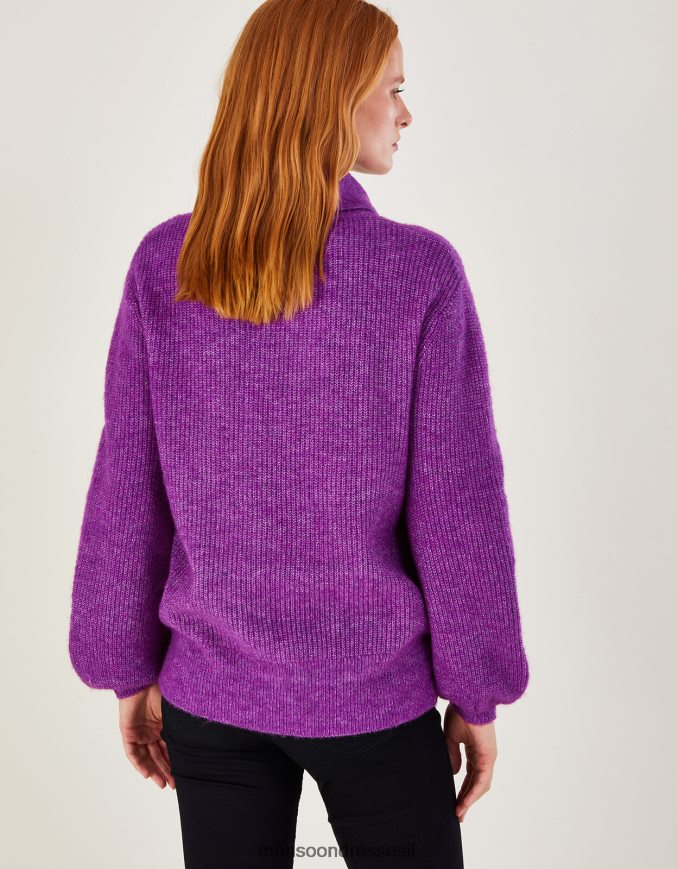 הַלבָּשָׁה Monsoon מגשר עם צווארון צלעות רך במיוחד עם פוליאסטר ממוחזר סָגוֹל נשים HTJ0TZ472