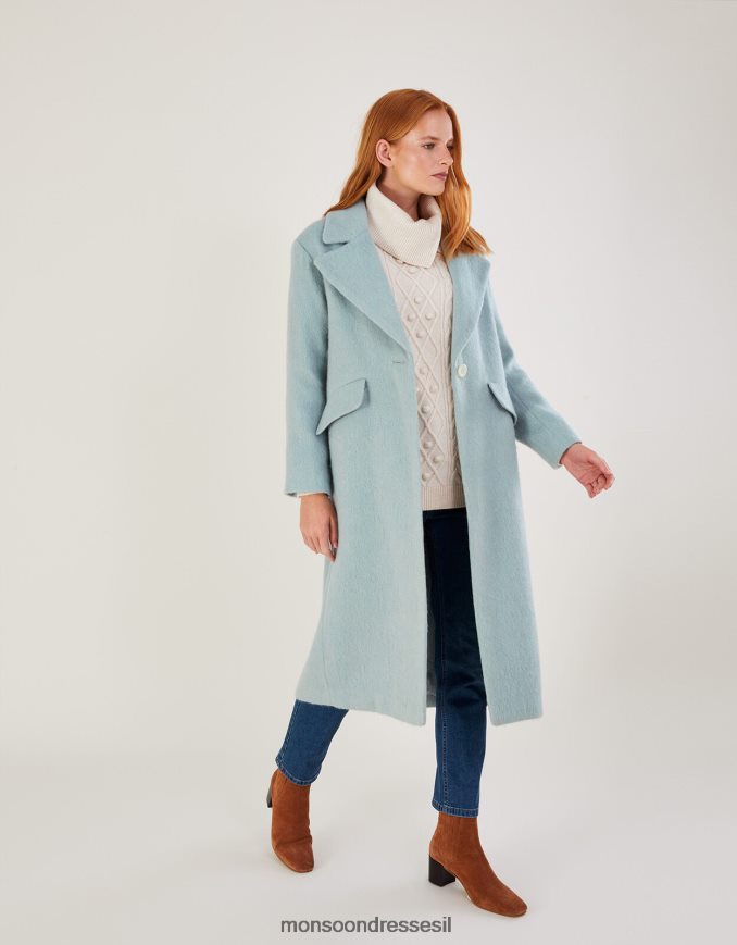 הַלבָּשָׁה Monsoon מעיל חכם צמר מוברש ג'ני עם פוליאסטר ממוחזר ירוק (מנטה) נשים HTJ0TZ481