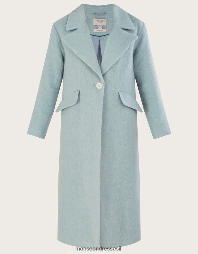 הַלבָּשָׁה Monsoon מעיל חכם צמר מוברש ג'ני עם פוליאסטר ממוחזר ירוק (מנטה) נשים HTJ0TZ481