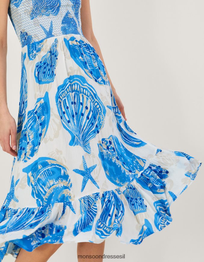 הַלבָּשָׁה Monsoon שמלת מידי בנדוו בנדנדה בהדפס מעטפת שֶׁנהָב נשים HTJ0TZ483