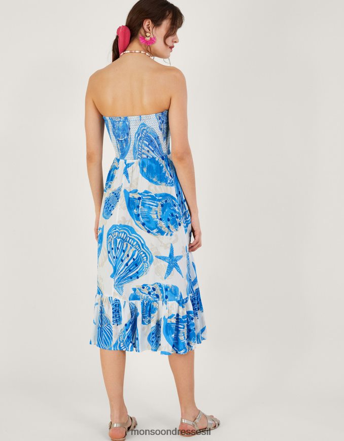 הַלבָּשָׁה Monsoon שמלת מידי בנדוו בנדנדה בהדפס מעטפת שֶׁנהָב נשים HTJ0TZ483