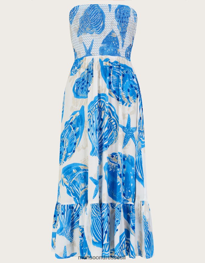 הַלבָּשָׁה Monsoon שמלת מידי בנדוו בנדנדה בהדפס מעטפת שֶׁנהָב נשים HTJ0TZ483