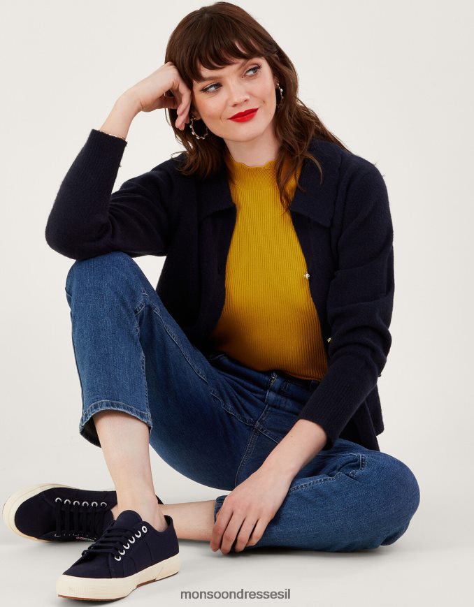 הַלבָּשָׁה Monsoon גופיית צווארון צלעות צהוב (אוקרה) נשים HTJ0TZ484