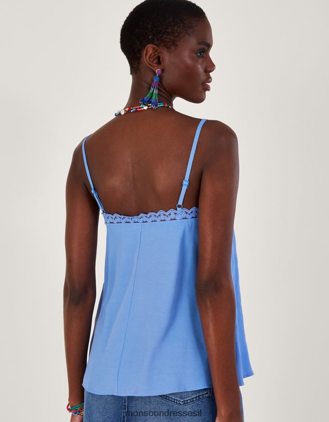 הַלבָּשָׁה Monsoon טופ קמי עם כפתור תחרה של ליילה כְּחוֹל נשים HTJ0TZ486